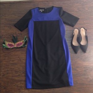Donna Ricco Colorblock Blue/Black Sheath Dress